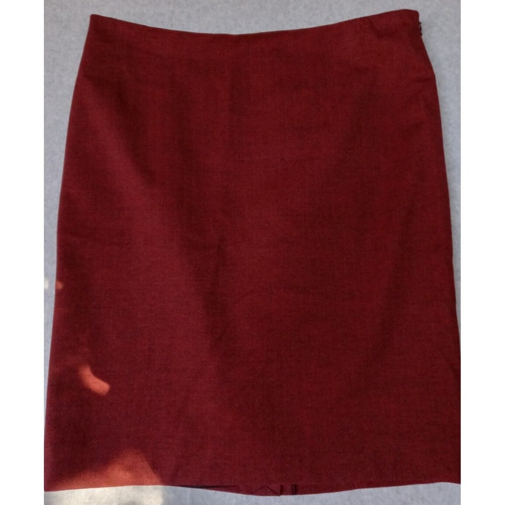 NEW Carlisle Collection Pencil Skirt Women's 14 in Red / Black Herringbone